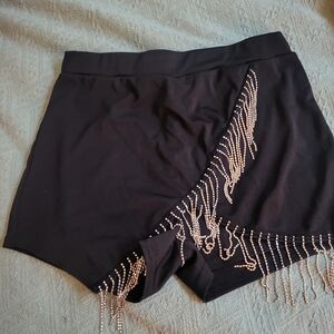 Black Shorts with Beaded Fringe